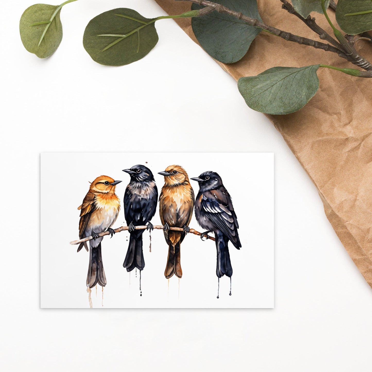 Birds Watercolor Art Standard Postcard - Post Cards - Discovery Co.