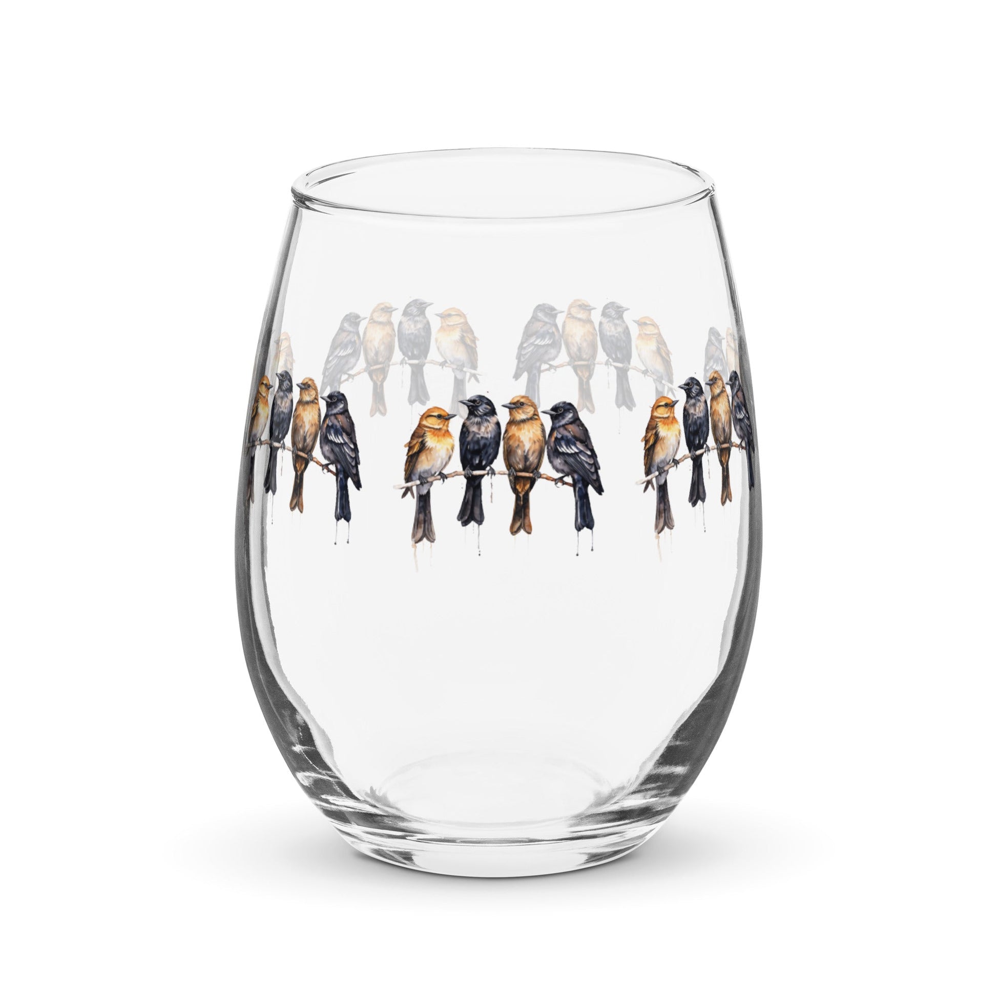 Birds Watercolor Art Stemless Wine Glass - Stemless Wine Glass - Discovery Co.
