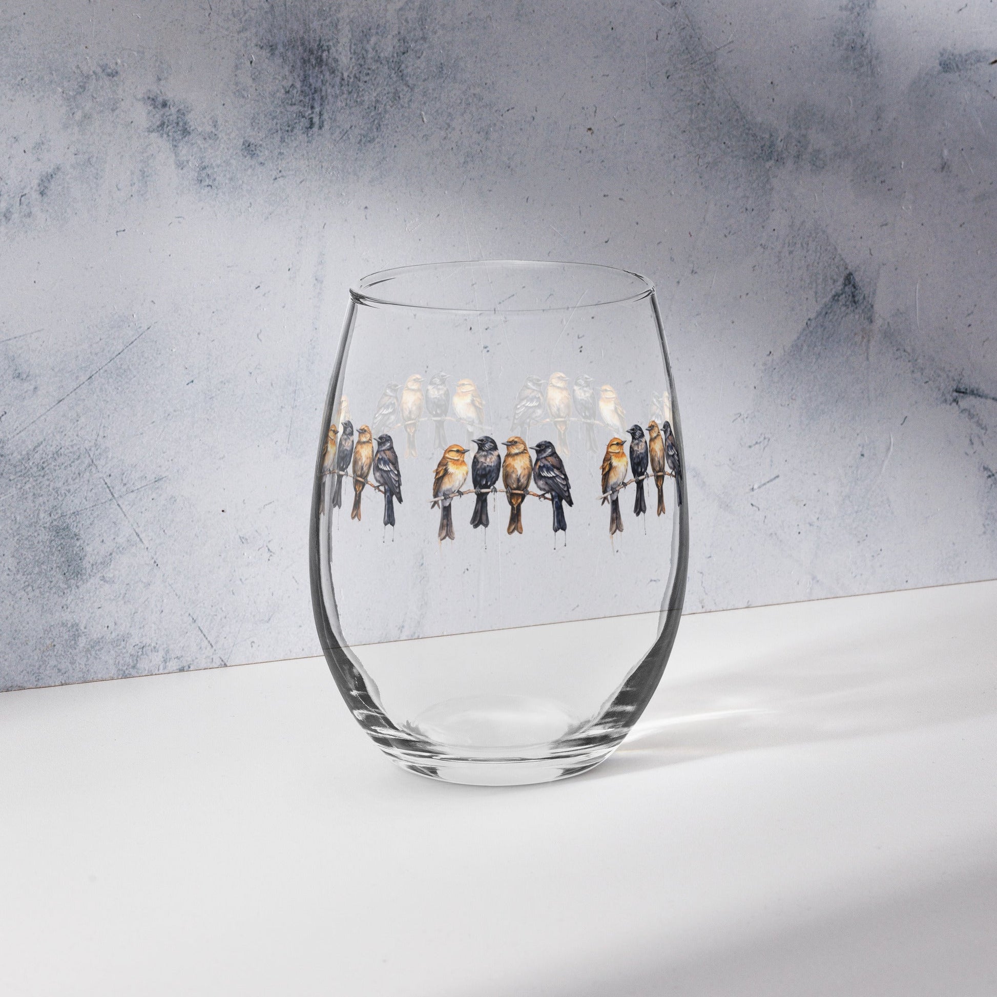 Birds Watercolor Art Stemless Wine Glass - Stemless Wine Glass - Discovery Co.