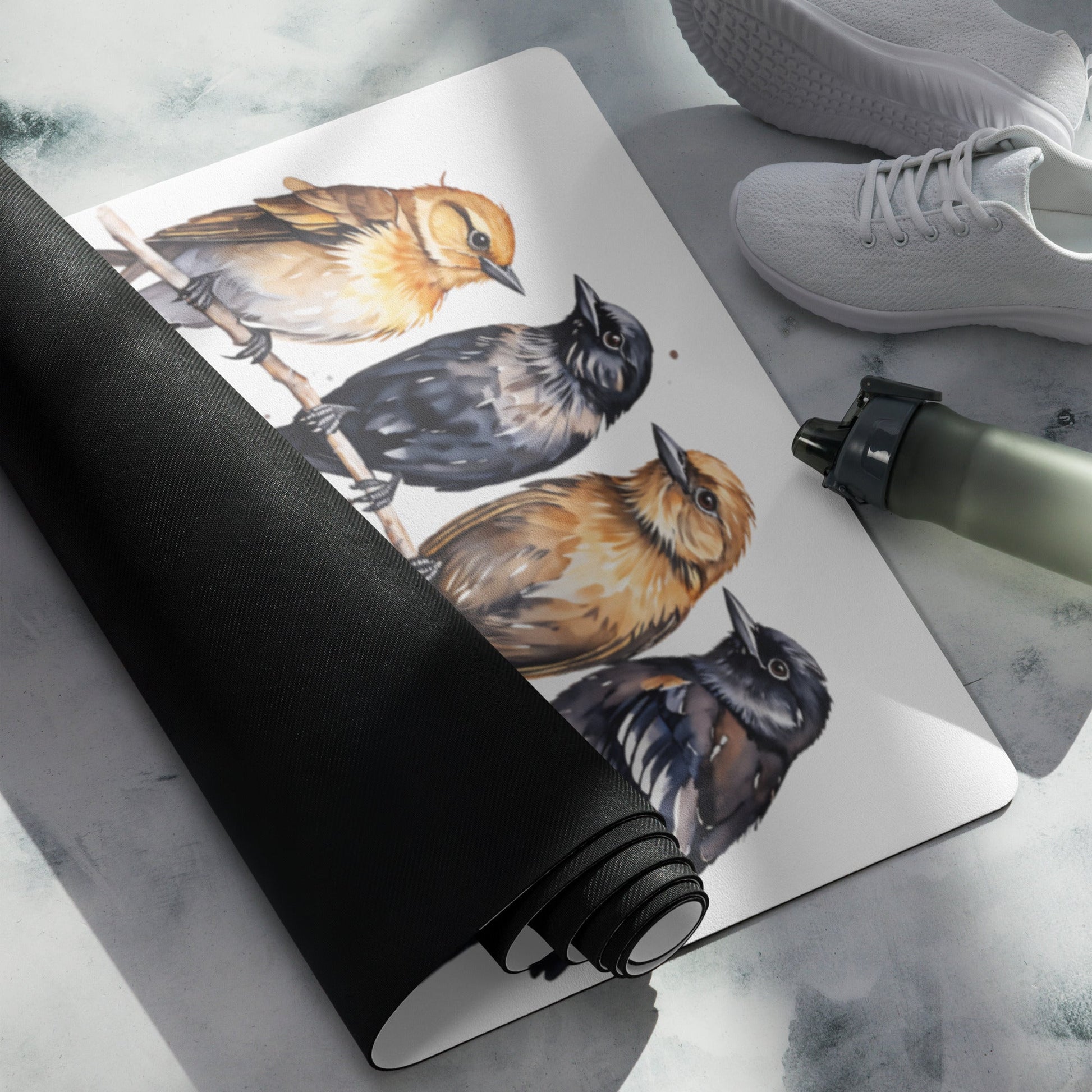 Birds Watercolor Art Yoga Mat - Yoga Mat - Discovery Co.