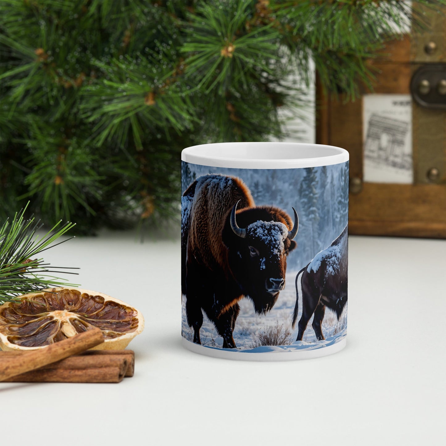 Bison White Glossy Mug (11 oz, 15 oz, 20 oz) - Mugs - Discovery Co.