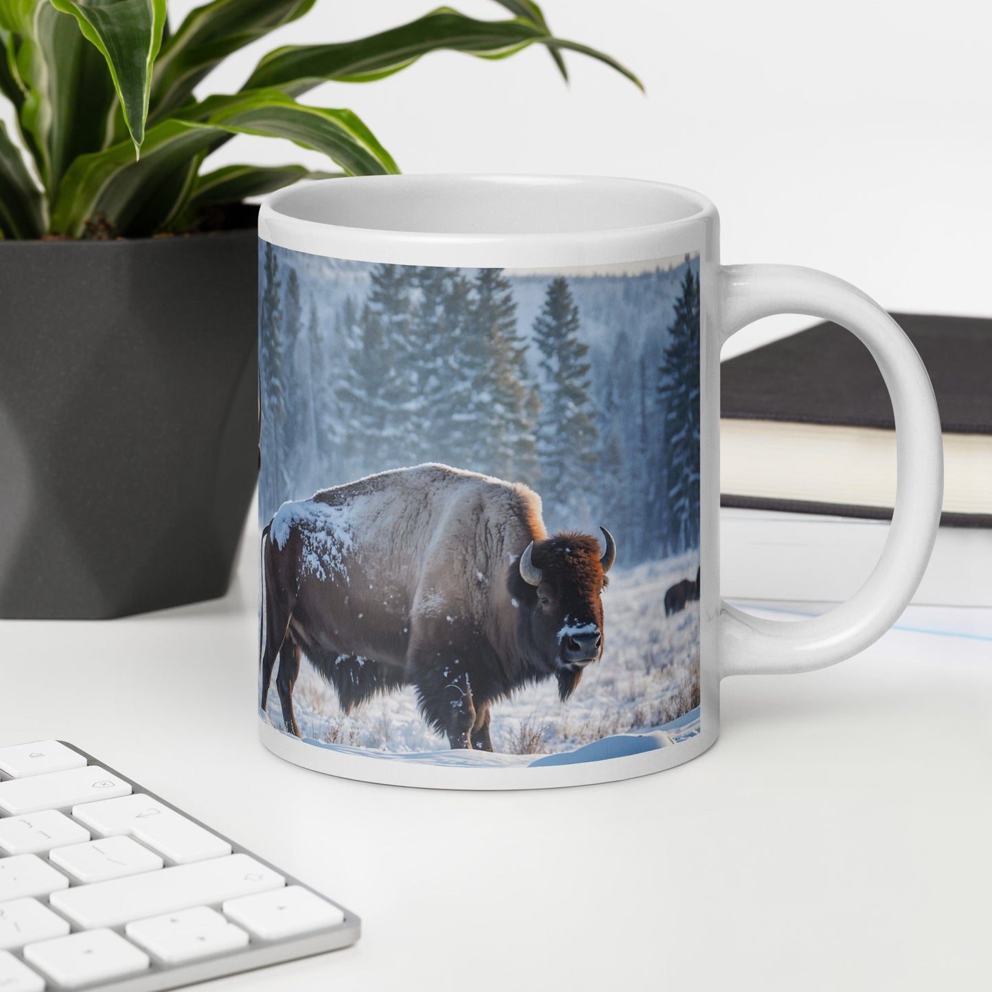 Bison White Glossy Mug (11 oz, 15 oz, 20 oz) - Mugs - Discovery Co.