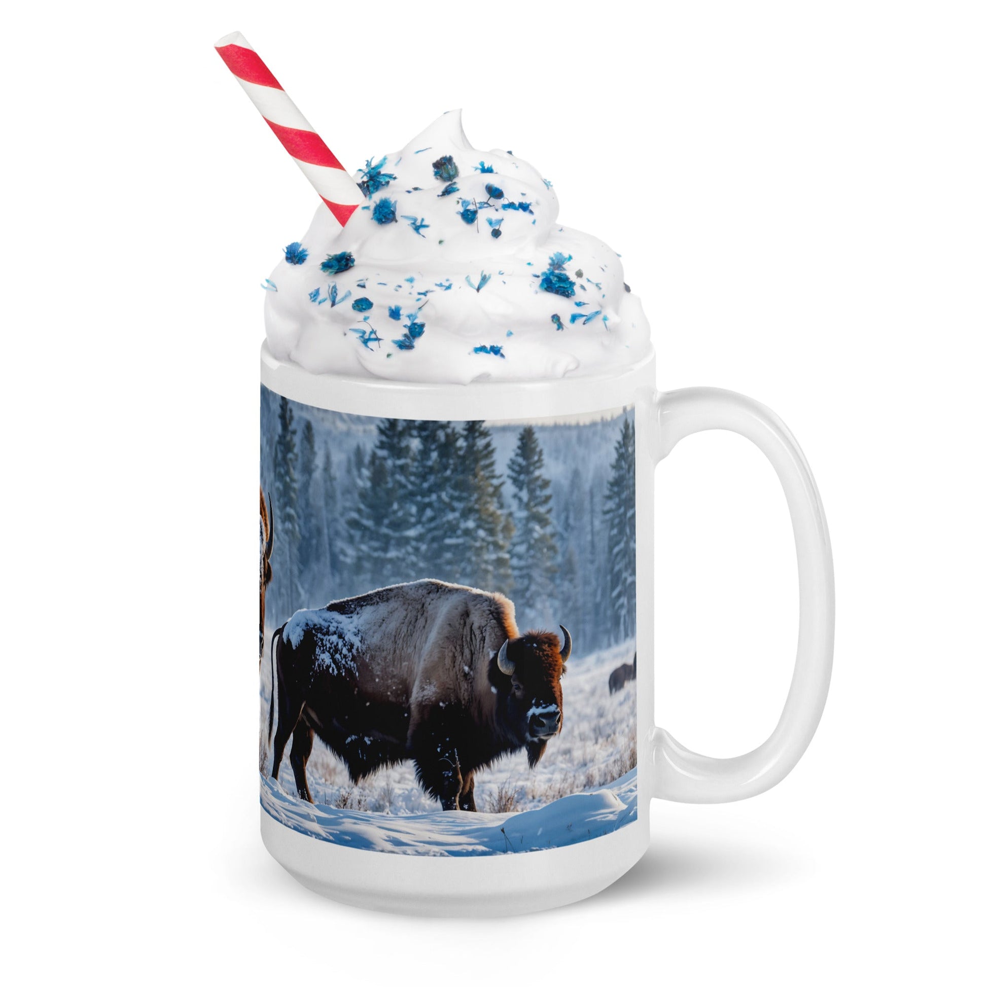 Bison White Glossy Mug (11 oz, 15 oz, 20 oz) - Mugs - Discovery Co.