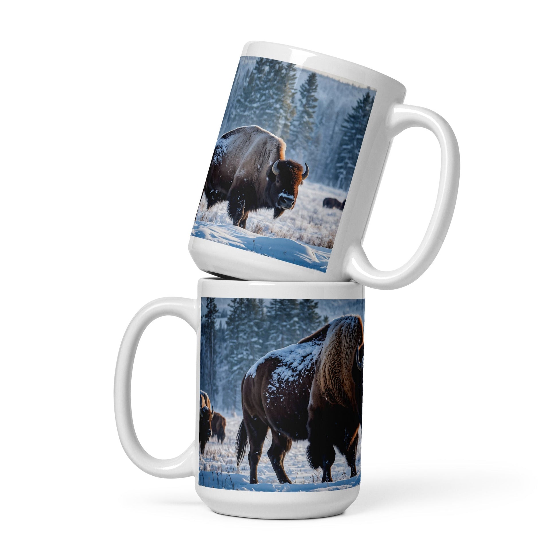 Bison White Glossy Mug (11 oz, 15 oz, 20 oz) - Mugs - Discovery Co.