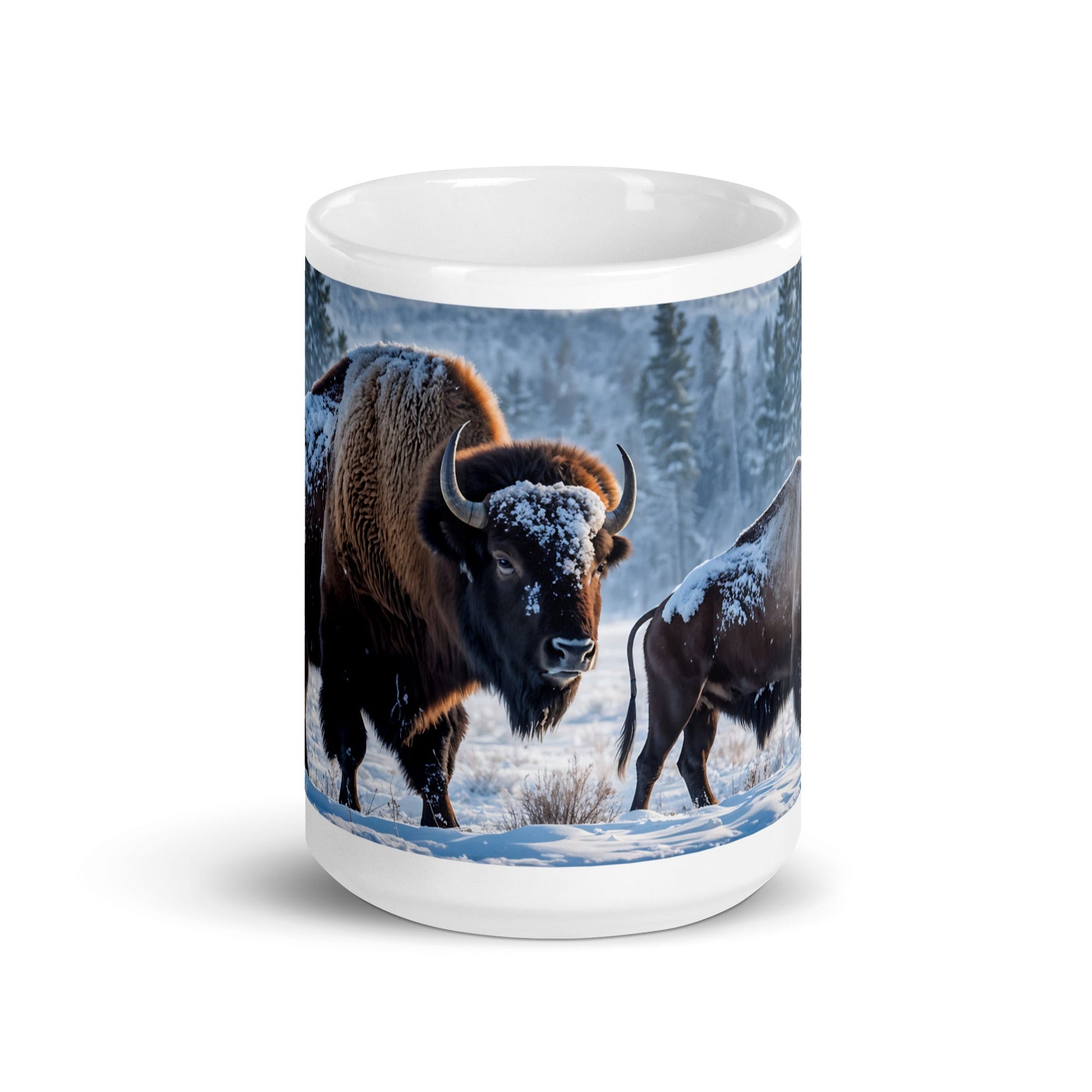 Bison White Glossy Mug (11 oz, 15 oz, 20 oz) - Mugs - Discovery Co.