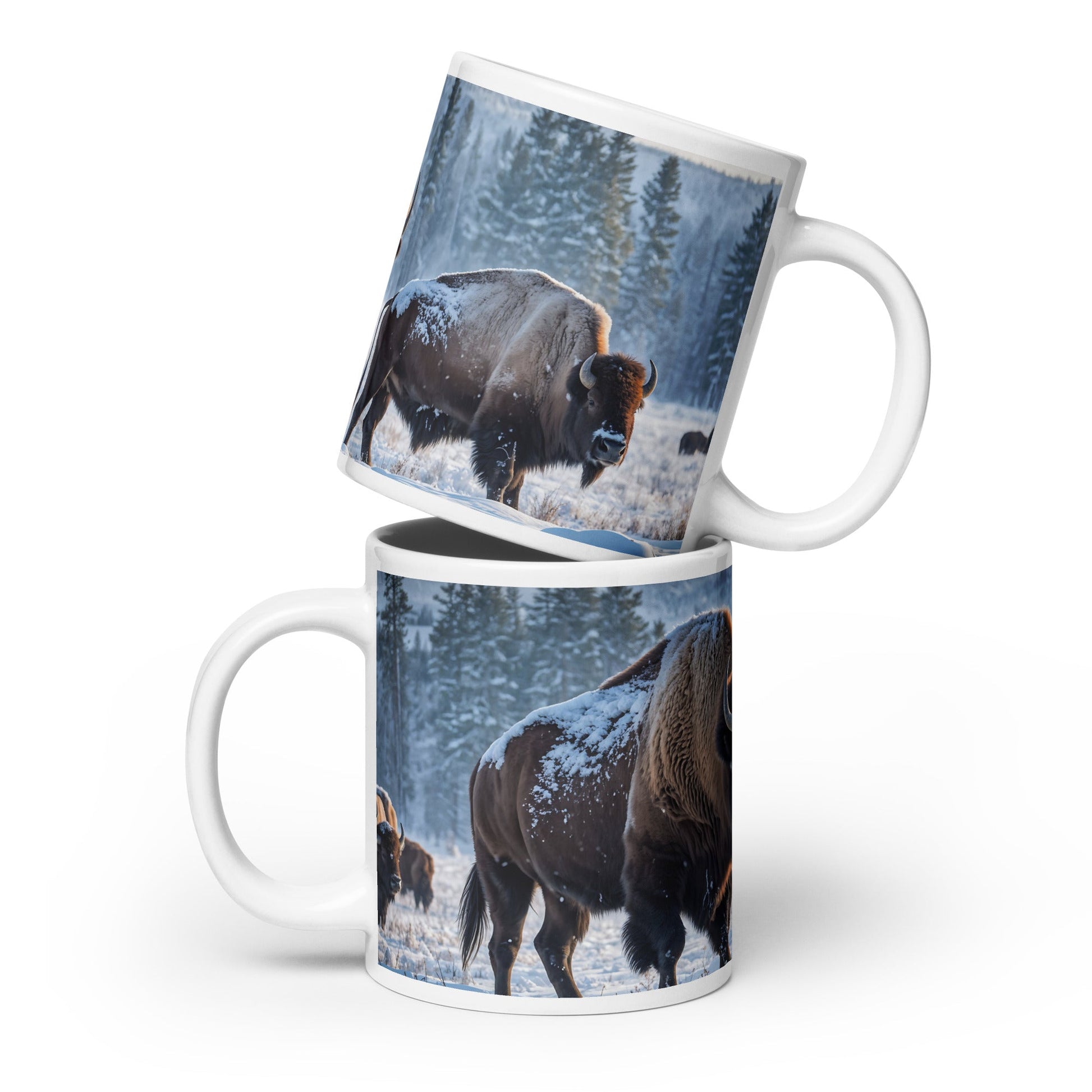 Bison White Glossy Mug (11 oz, 15 oz, 20 oz) - Mugs - Discovery Co.