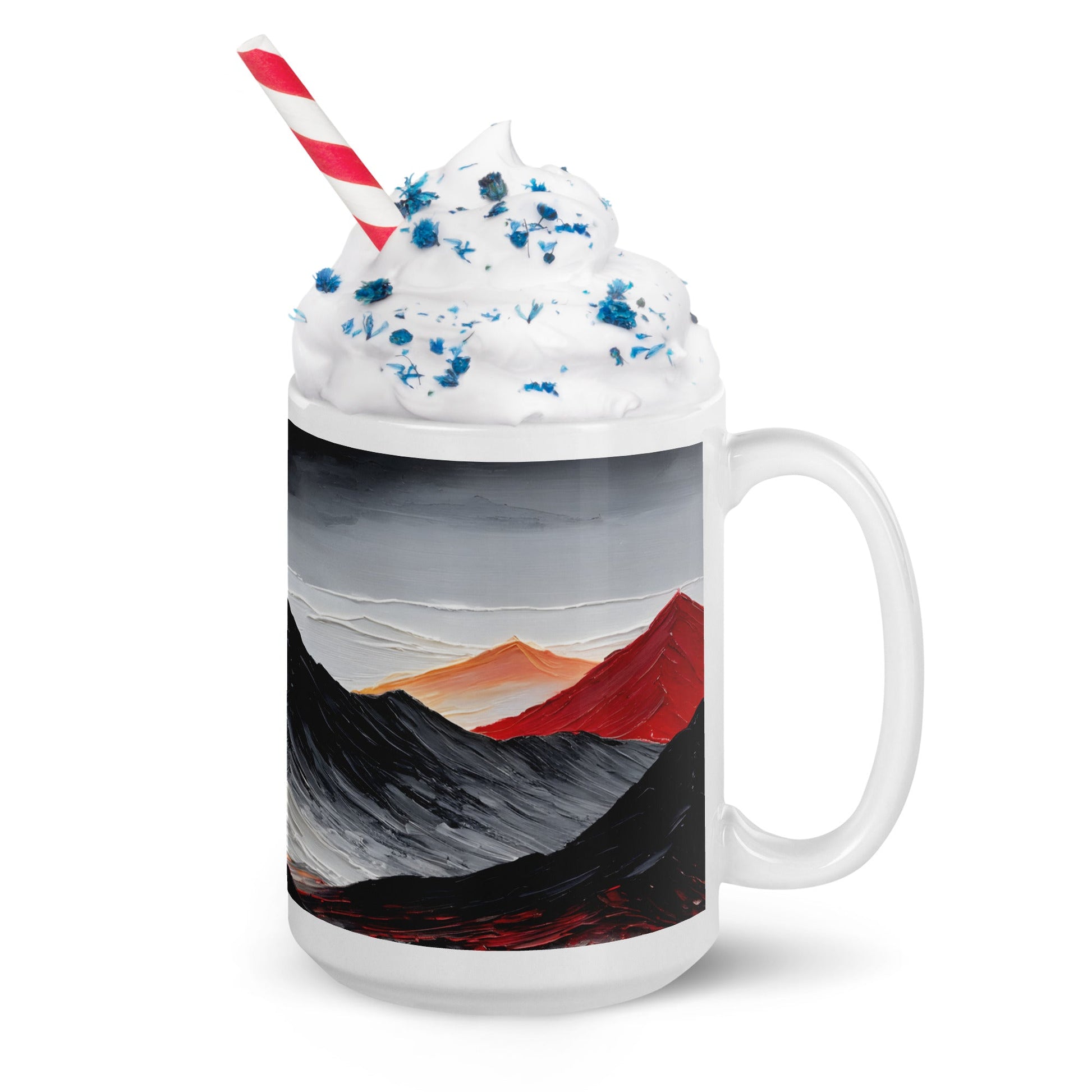 Black and Red Mountains White Glossy Mug - Mugs - Discovery Co.