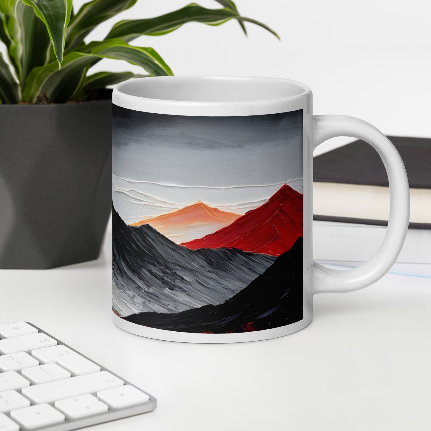 Black and Red Mountains White Glossy Mug - Mugs - Discovery Co.