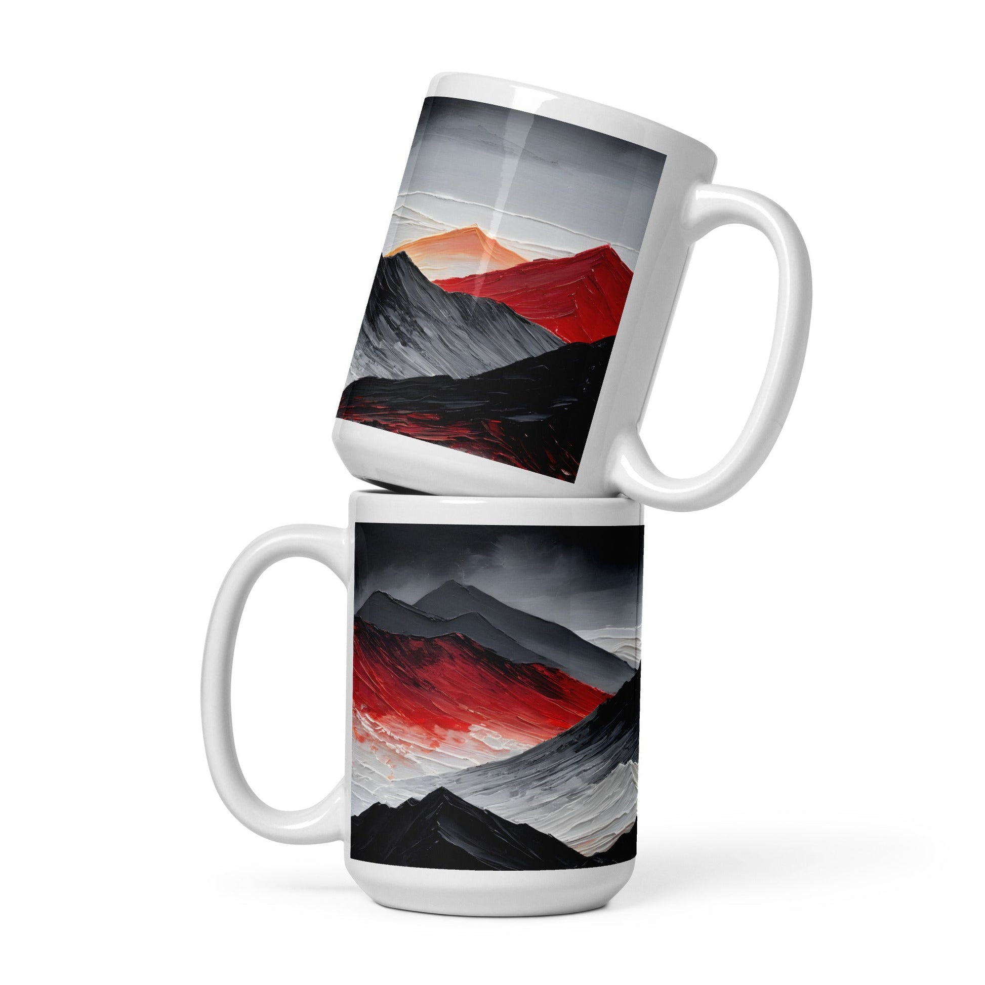 Black and Red Mountains White Glossy Mug - Mugs - Discovery Co.