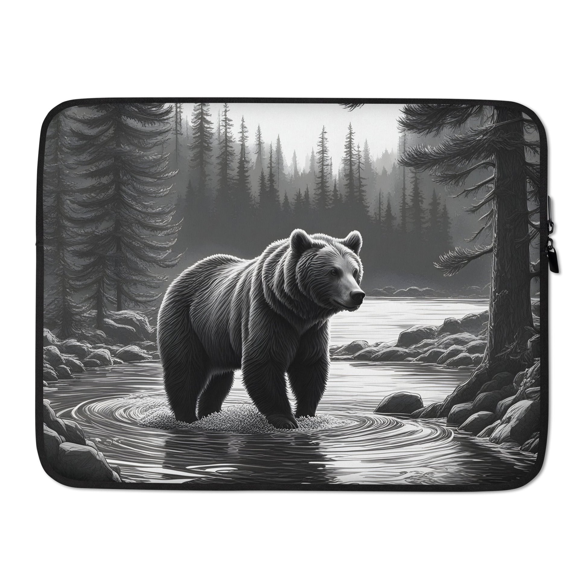 Black And White Bear II Laptop Sleeve - Laptop Cases - Discovery Co.