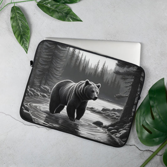 Black And White Bear II Laptop Sleeve - Laptop Cases - Discovery Co.