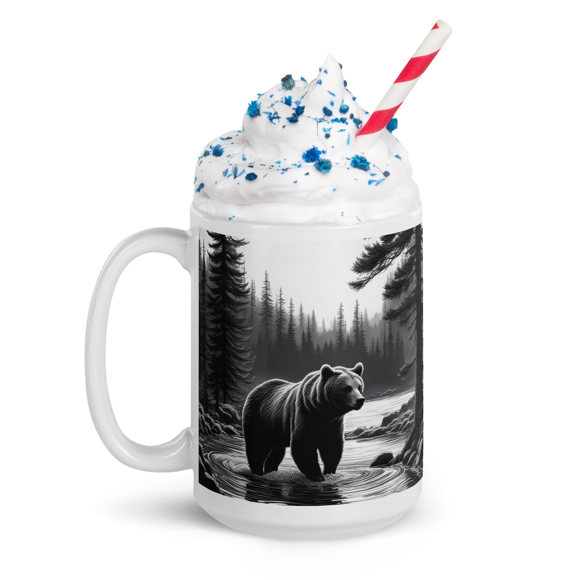 Black and White Bear II White Glossy Mug (11 oz, 15 oz, 20 oz) - Mugs - Discovery Co.