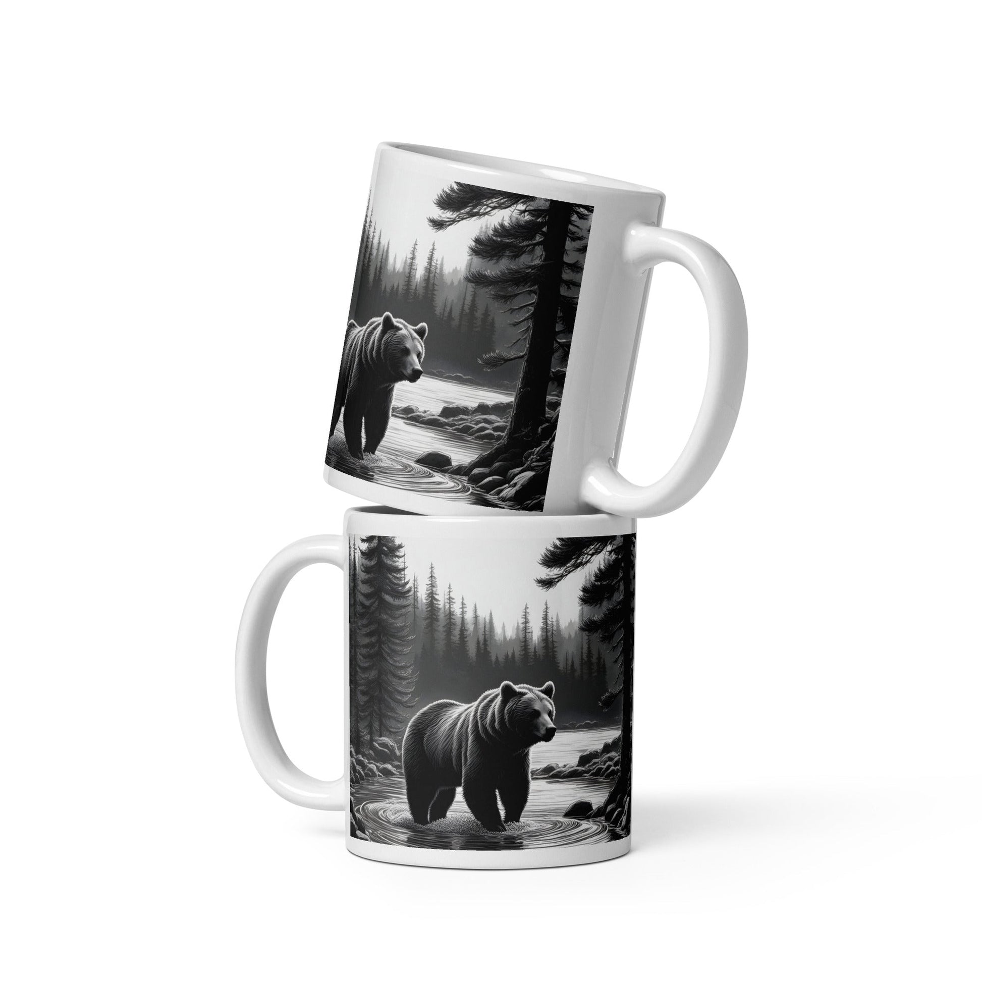 Black and White Bear II White Glossy Mug (11 oz, 15 oz, 20 oz) - Mugs - Discovery Co.