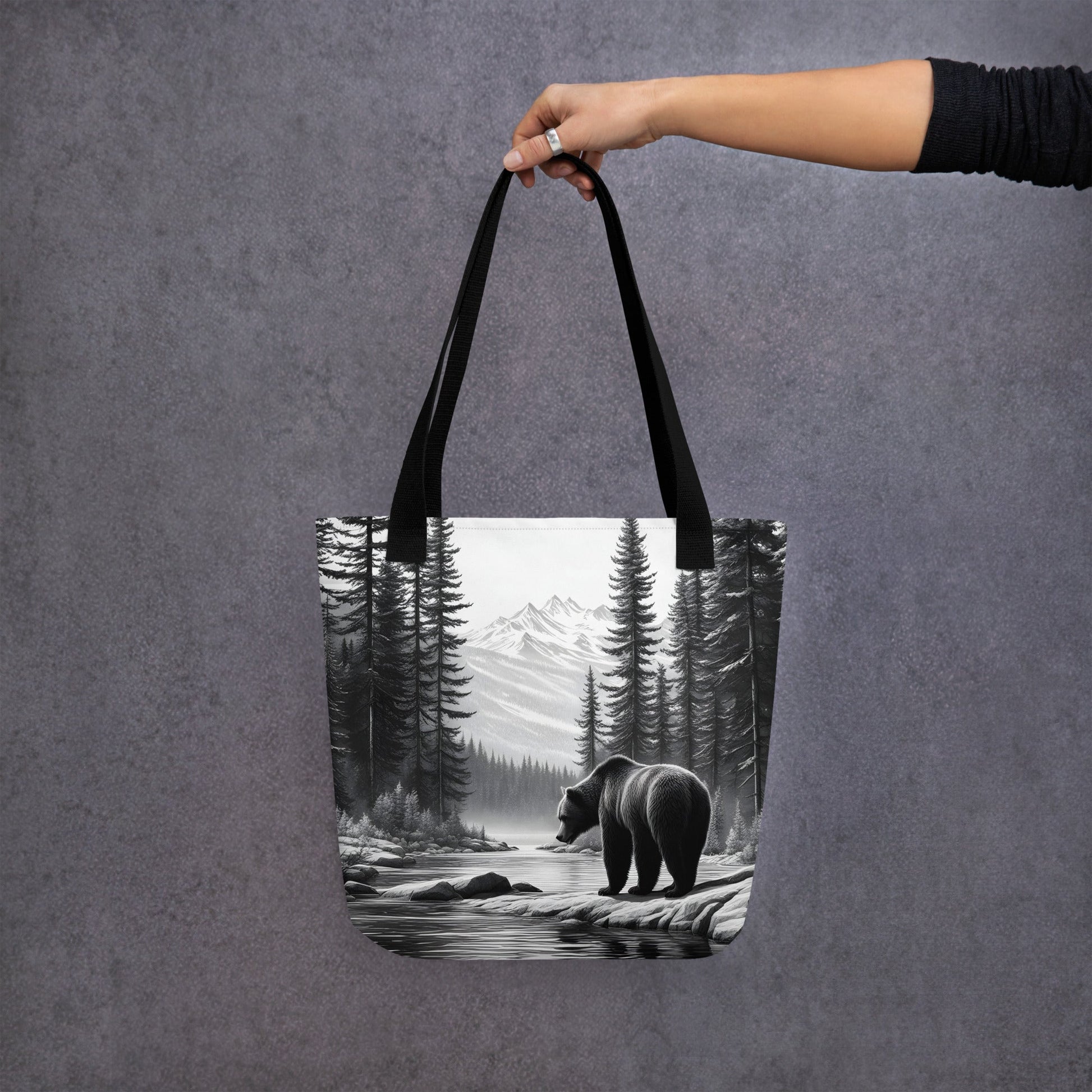 Black And White Bear Tote Bag - Tote Bags - Discovery Co.