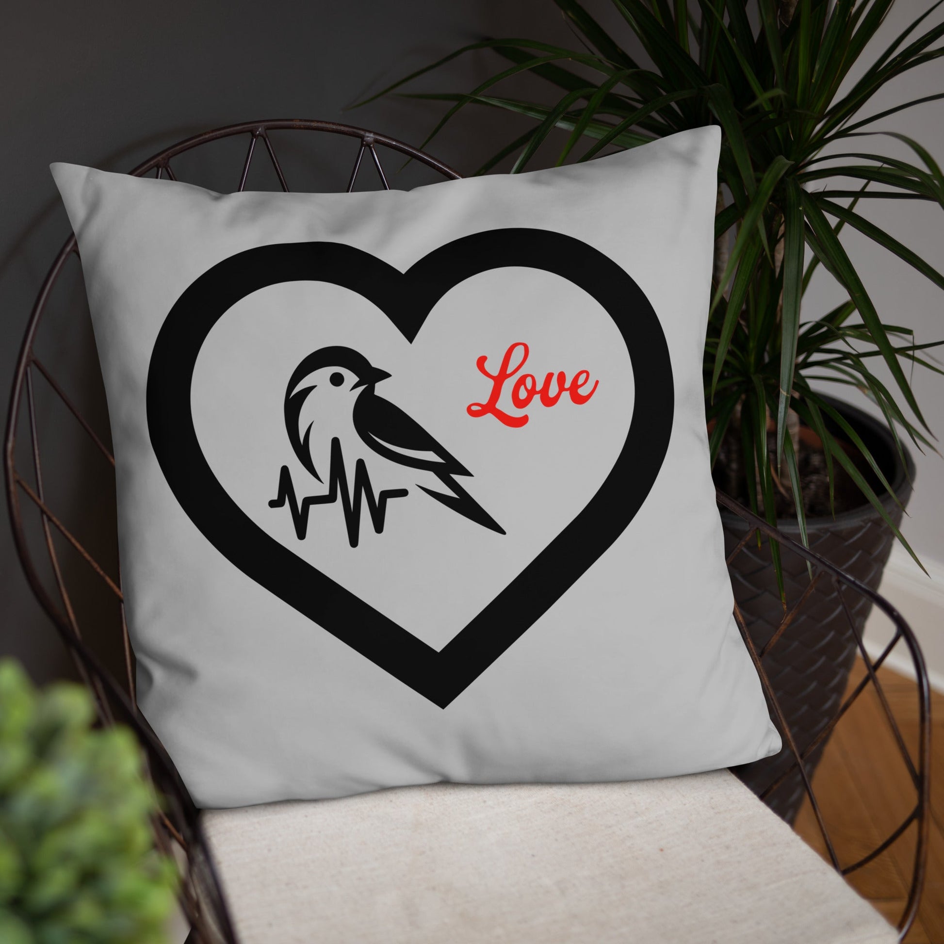 Black Bird Heartbeat Basic Pillow - Pillows - Discovery Co.