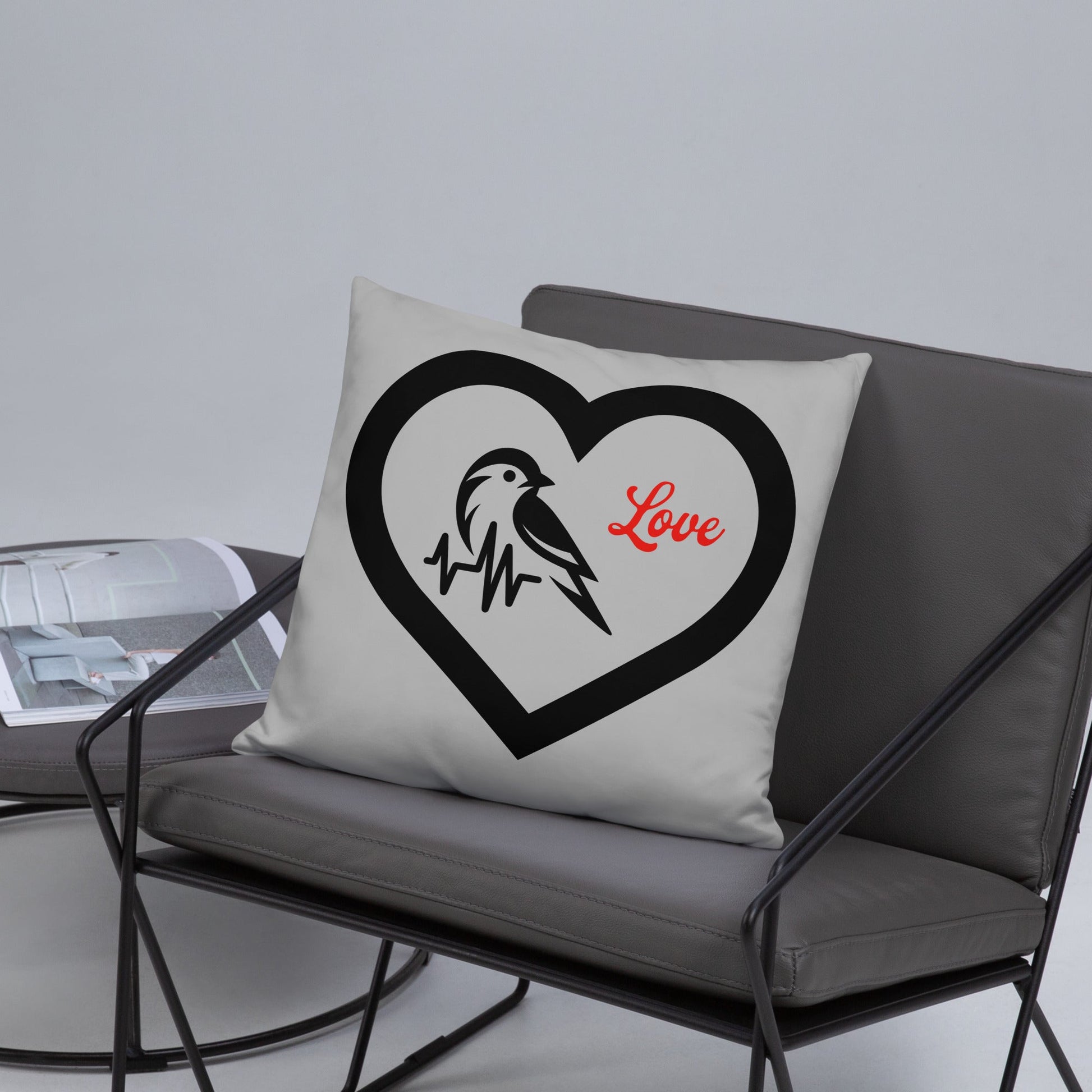 Black Bird Heartbeat Basic Pillow - Pillows - Discovery Co.