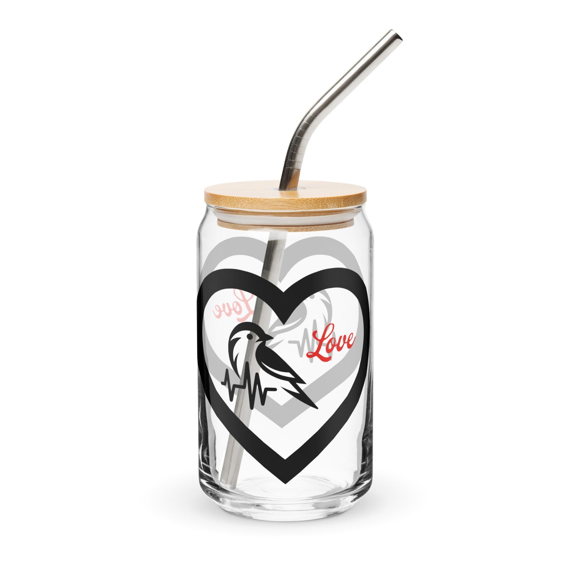 Black Bird Heartbeat Can - Shaped Glass - Can - Shaped Glass - Discovery Co.