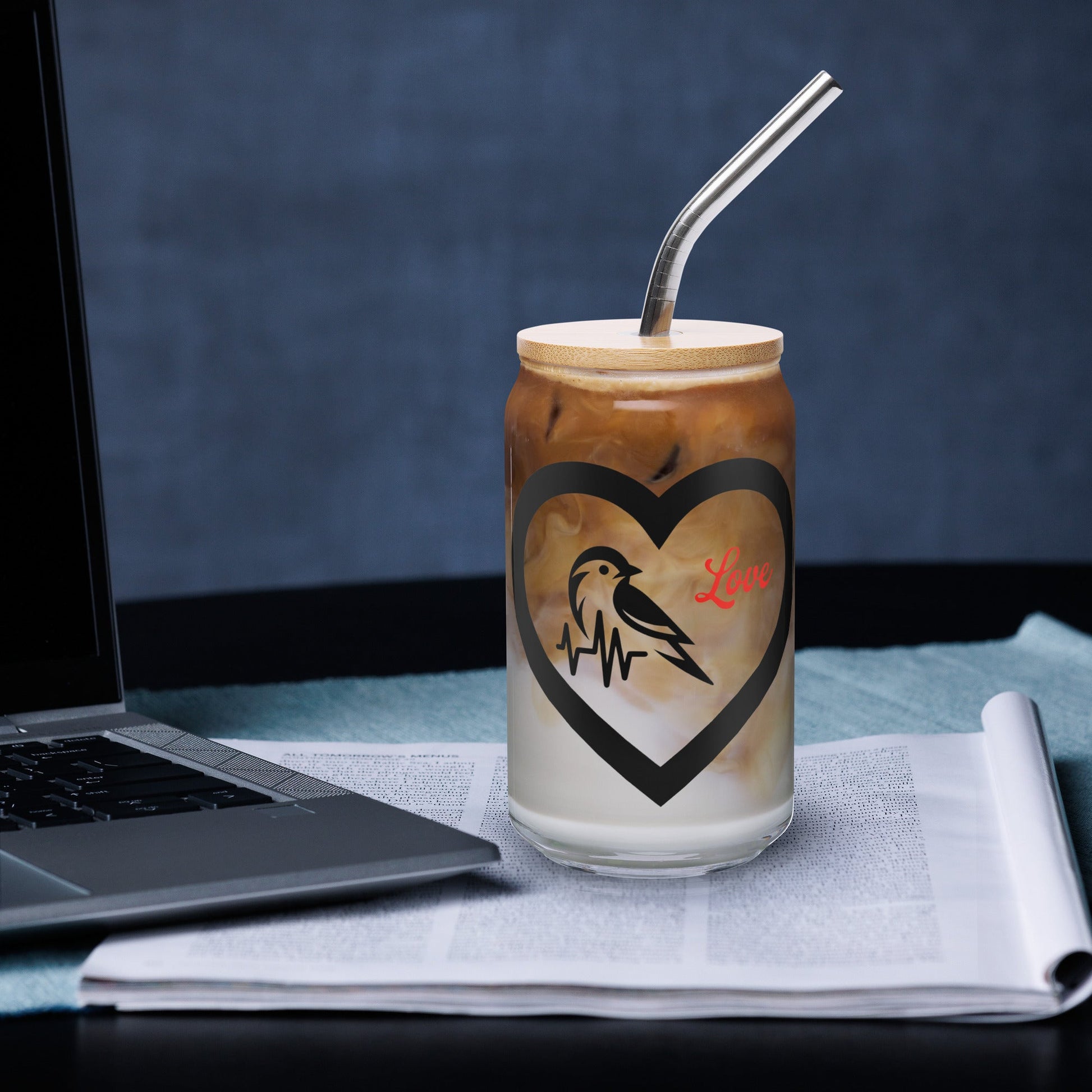 Black Bird Heartbeat Can - Shaped Glass - Can - Shaped Glass - Discovery Co.