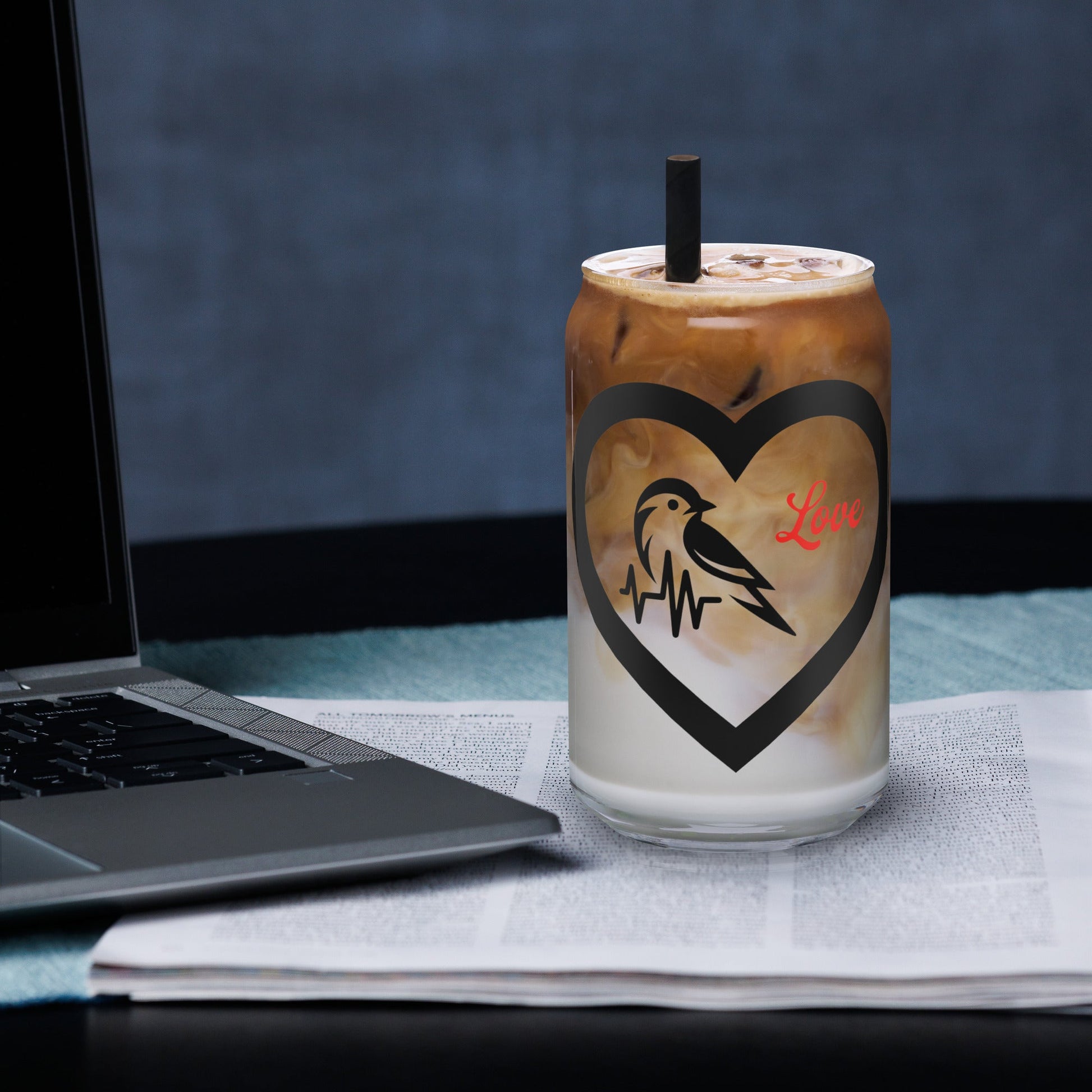 Black Bird Heartbeat Can - Shaped Glass - Can - Shaped Glass - Discovery Co.