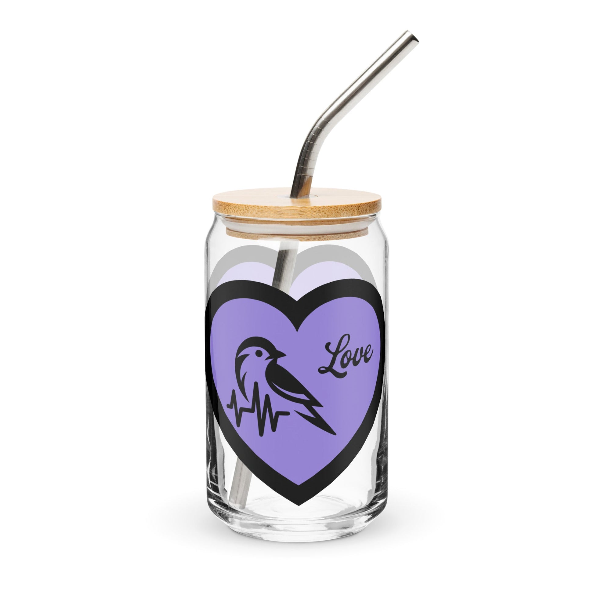 Black Bird Heartbeat II Can - Shaped Glass - Can - Shaped Glass - Discovery Co.
