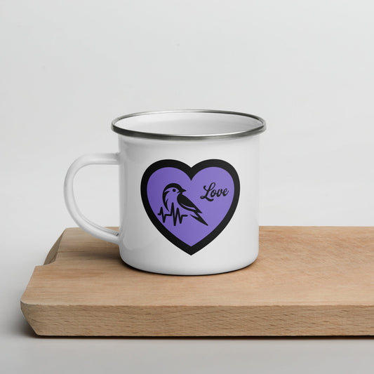 Black Bird Heartbeat II Enamel Mug - Mugs - Discovery Co.