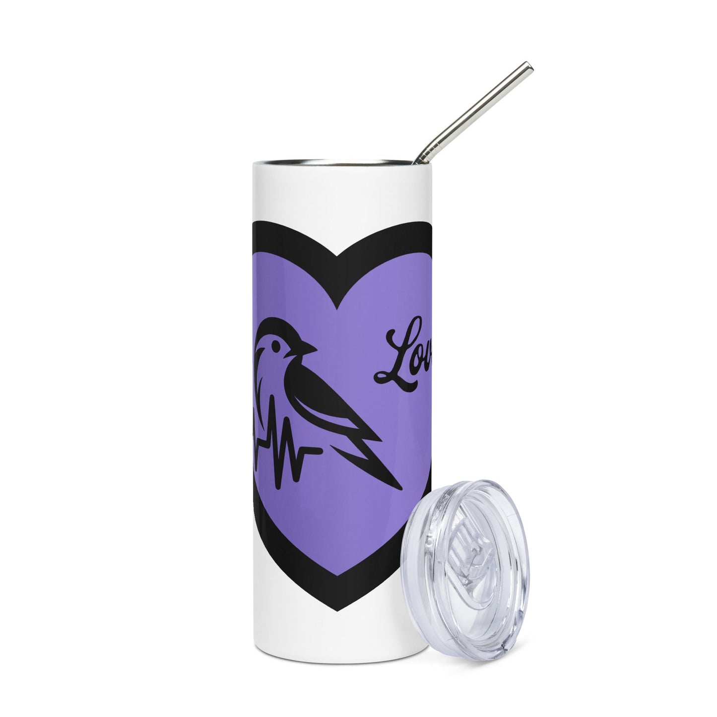 Black Bird Heartbeat II Stainless Steel Tumbler - Steel Tumbler - Discovery Co.
