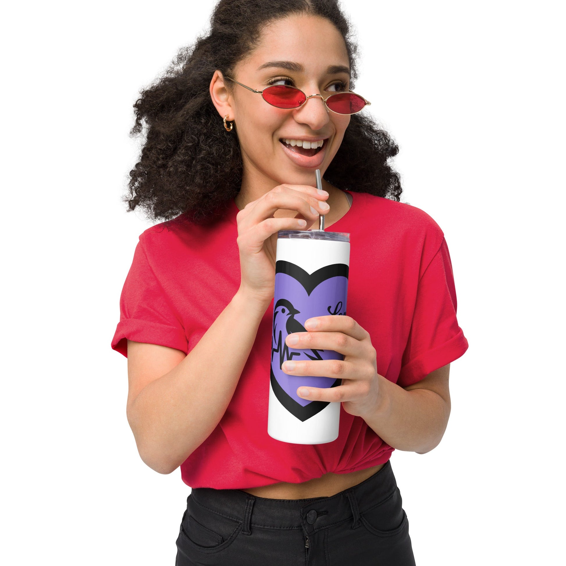 Black Bird Heartbeat II Stainless Steel Tumbler - Steel Tumbler - Discovery Co.