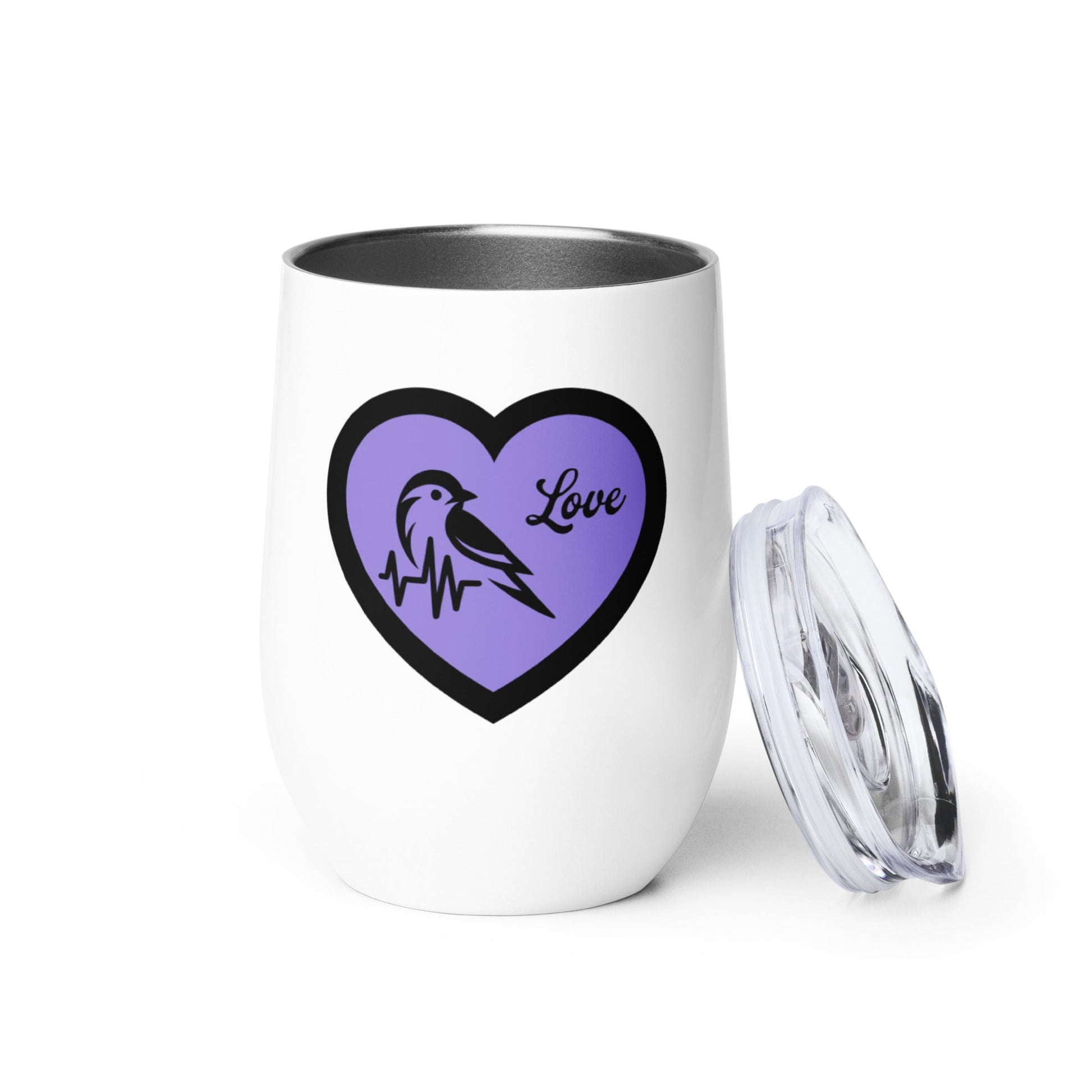 Black Bird Heartbeat II Stainless Steel Wine Tumbler - Steel Tumbler - Discovery Co.