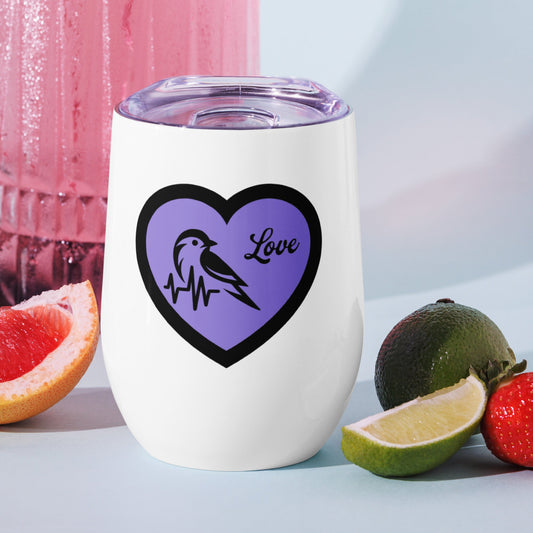 Black Bird Heartbeat II Stainless Steel Wine Tumbler - Steel Tumbler - Discovery Co.