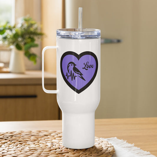 Black Bird Heartbeat II Travel Mug With Handle (25 oz and 40 oz) - Travel Mug - Discovery Co.