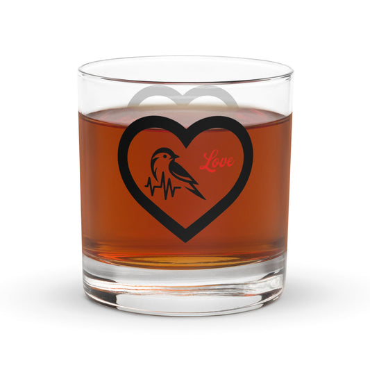 Black Bird Heartbeat Rocks Glass - Rocks Glass - Discovery Co.