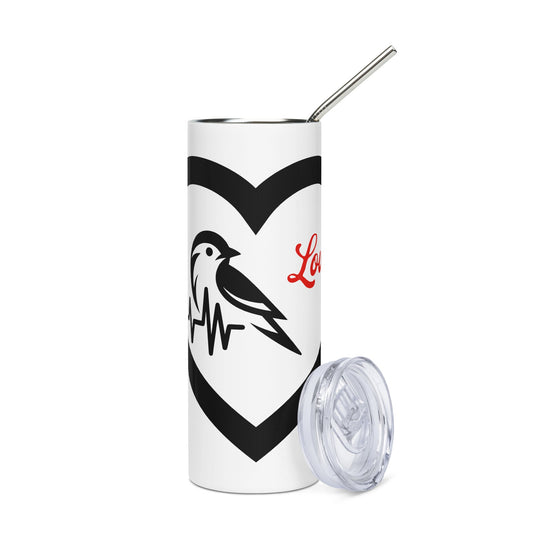 Black Bird Heartbeat Stainless Steel Tumbler - Steel Tumbler - Discovery Co.