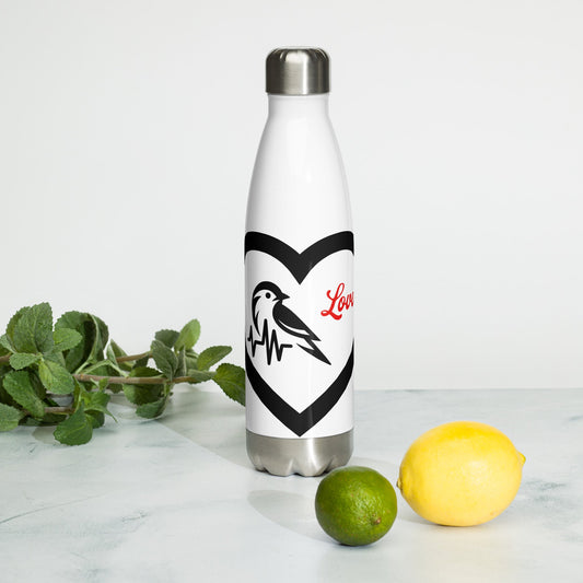 Black Bird Heartbeat Stainless Steel Water Bottle - Stainless Steel Water Bottle - Discovery Co.