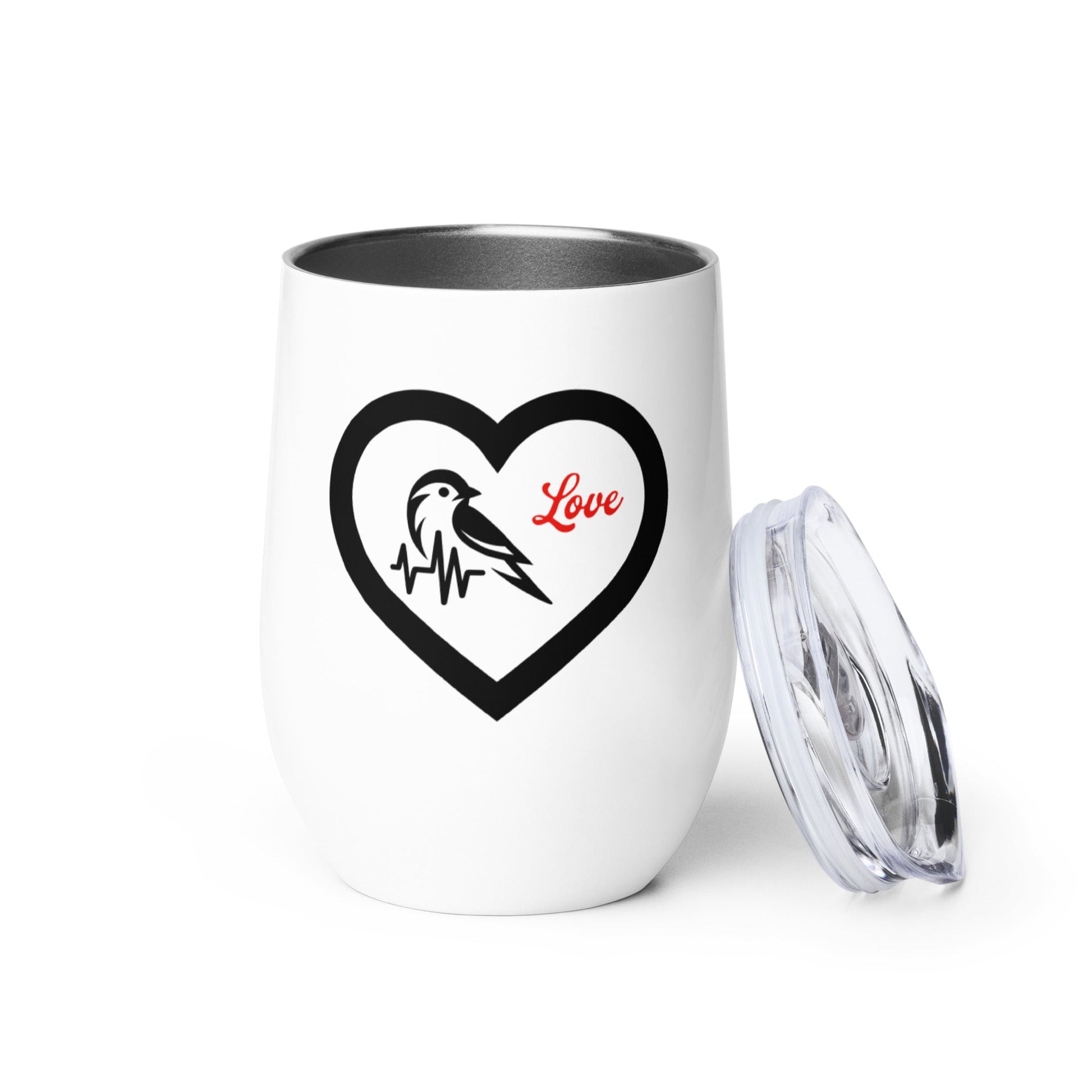 Black Bird Heartbeat Stainless Steel Wine Tumbler - Steel Tumbler - Discovery Co.