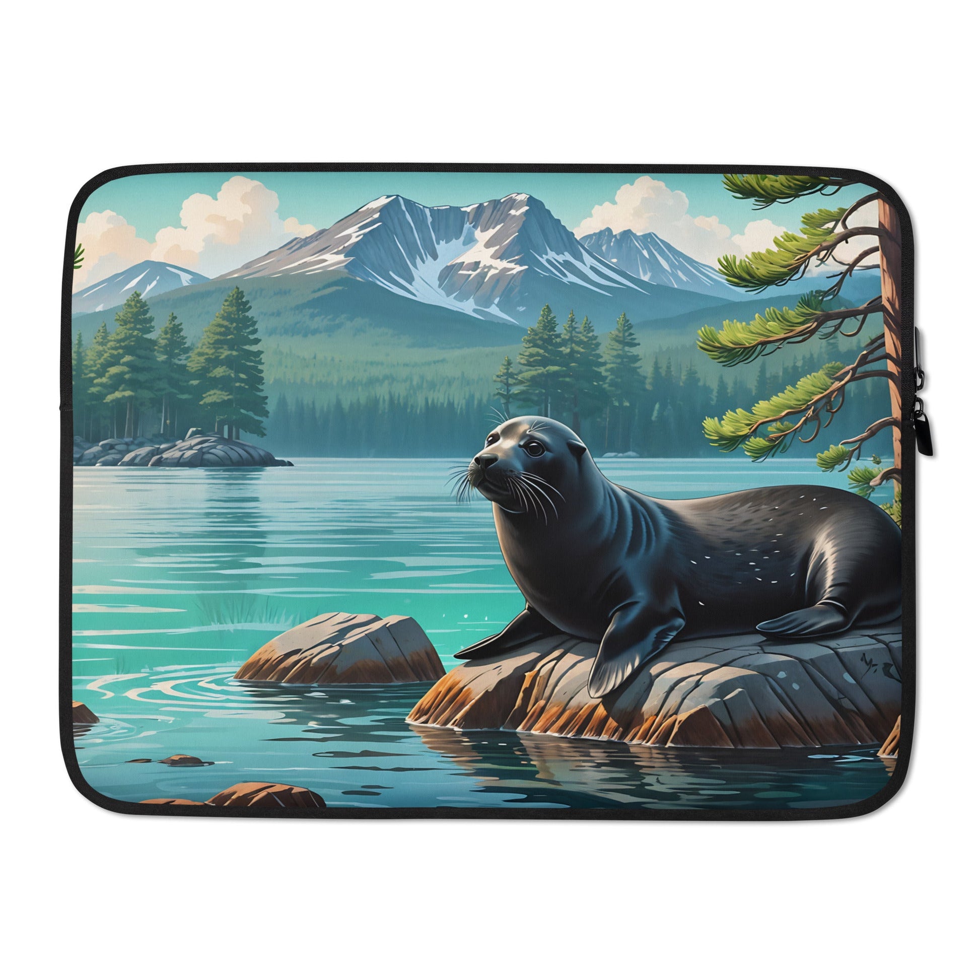 Black Seal On A Rock Laptop Sleeve - Laptop Cases - Discovery Co.