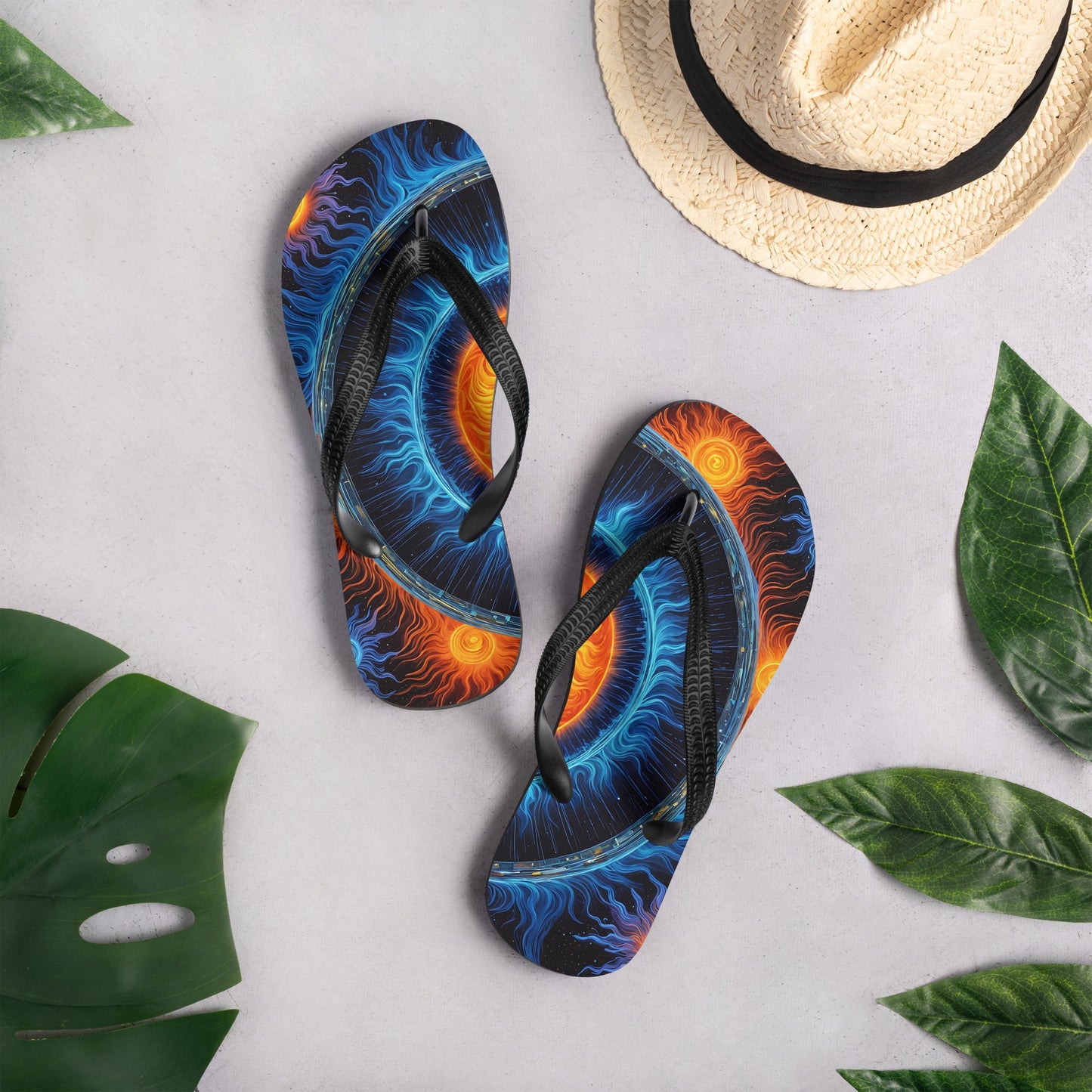 Blue and Orange Sun Flip - Flops - Footwear - Discovery Co.