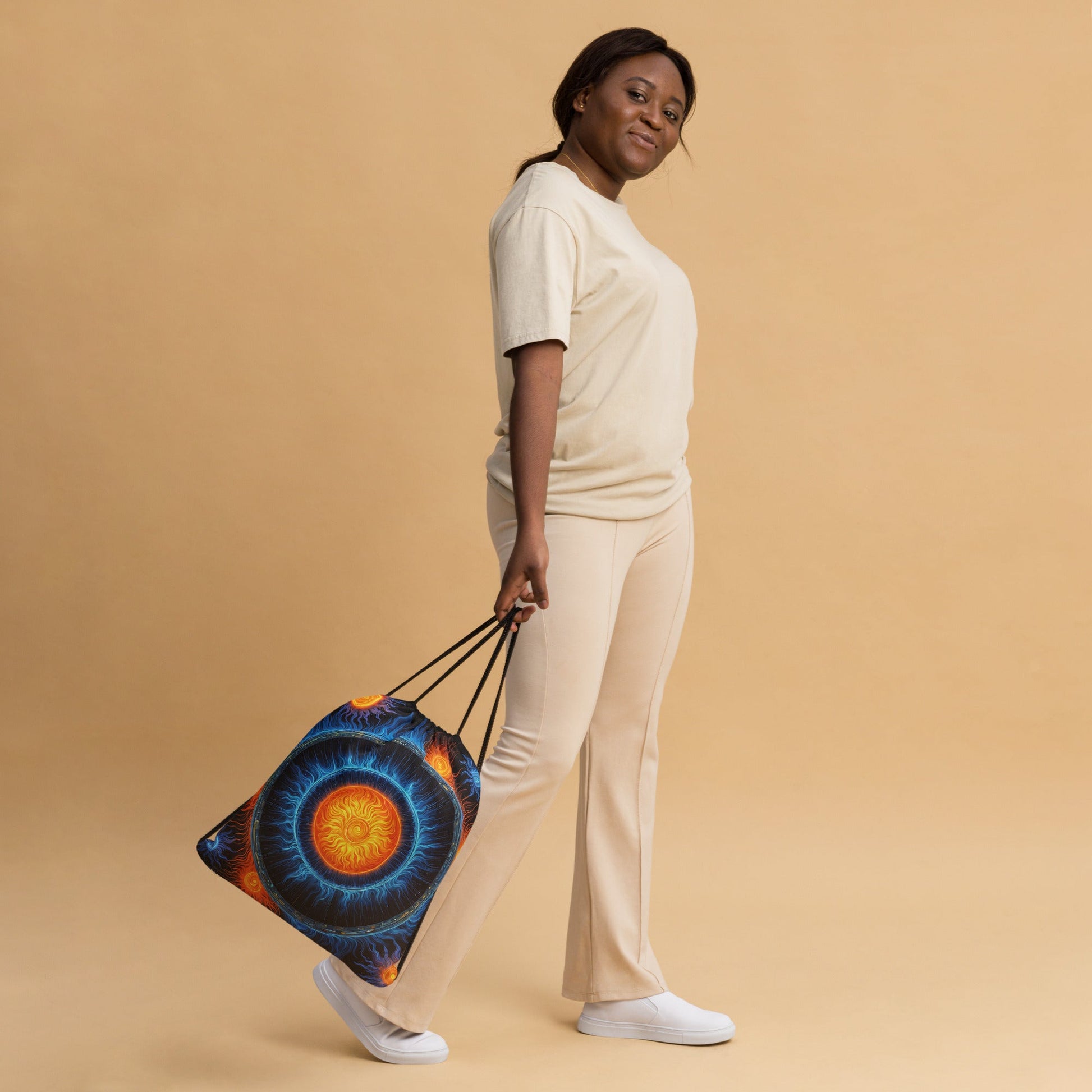 Blue And Orange Suns Drawstring Bag - Drawstring Bag - Discovery Co.