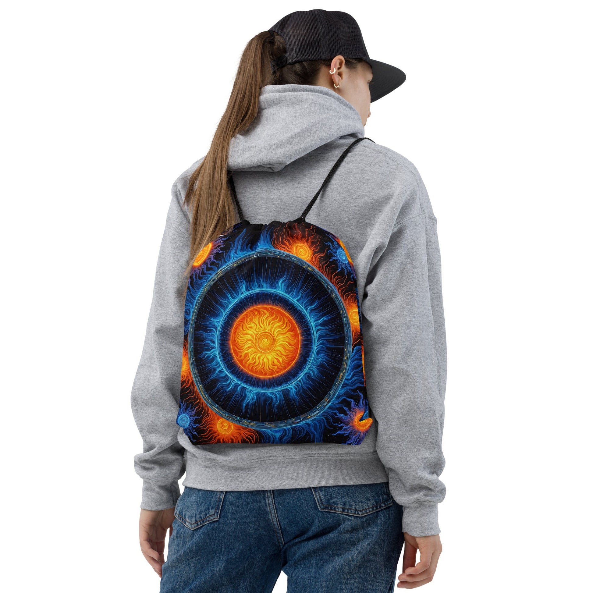 Blue And Orange Suns Drawstring Bag - Drawstring Bag - Discovery Co.
