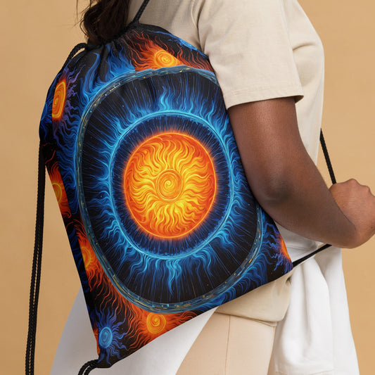 Blue And Orange Suns Drawstring Bag - Drawstring Bag - Discovery Co.