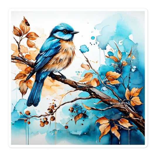 Blue and Tan Bird 2 Bubble-free stickers - Stickers - Discovery Co.