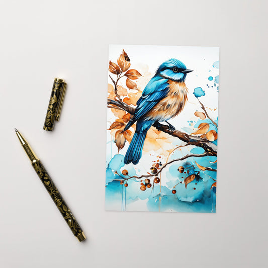 Blue and Tan Bird 2 Greeting Card - Greeting Card - Discovery Co.