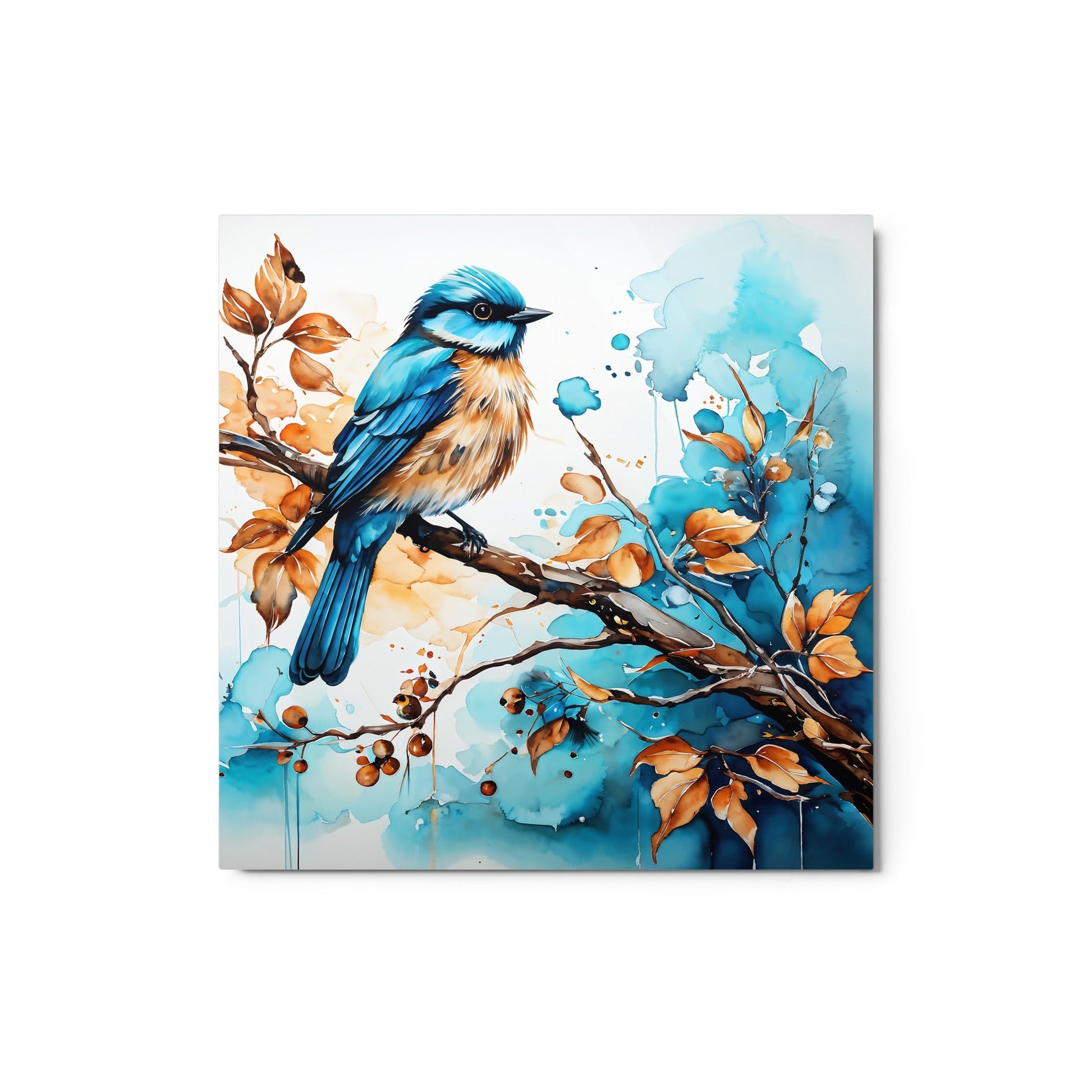 Blue and Tan Bird 2 Metal Prints - Metal Prints - Discovery Co.