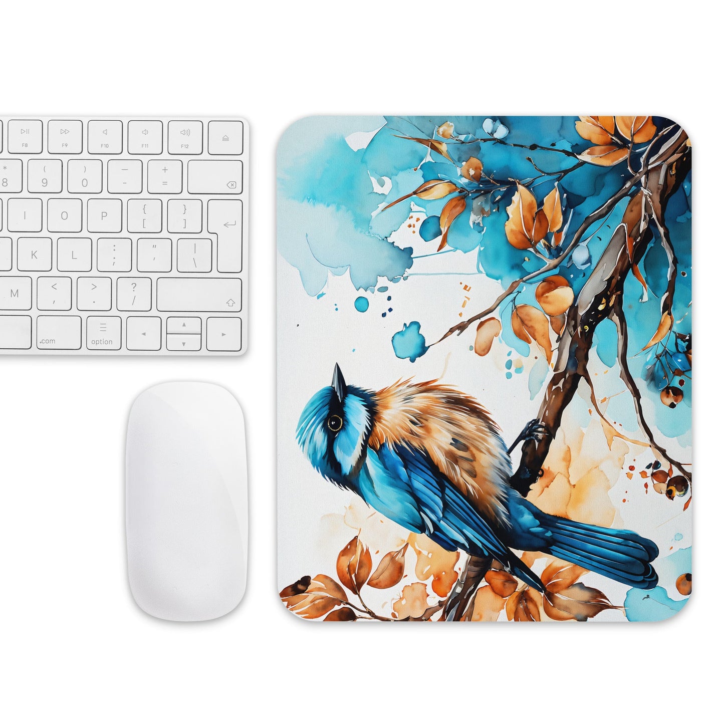 Blue and Tan Bird 2 Mouse Pad - Discovery Co.