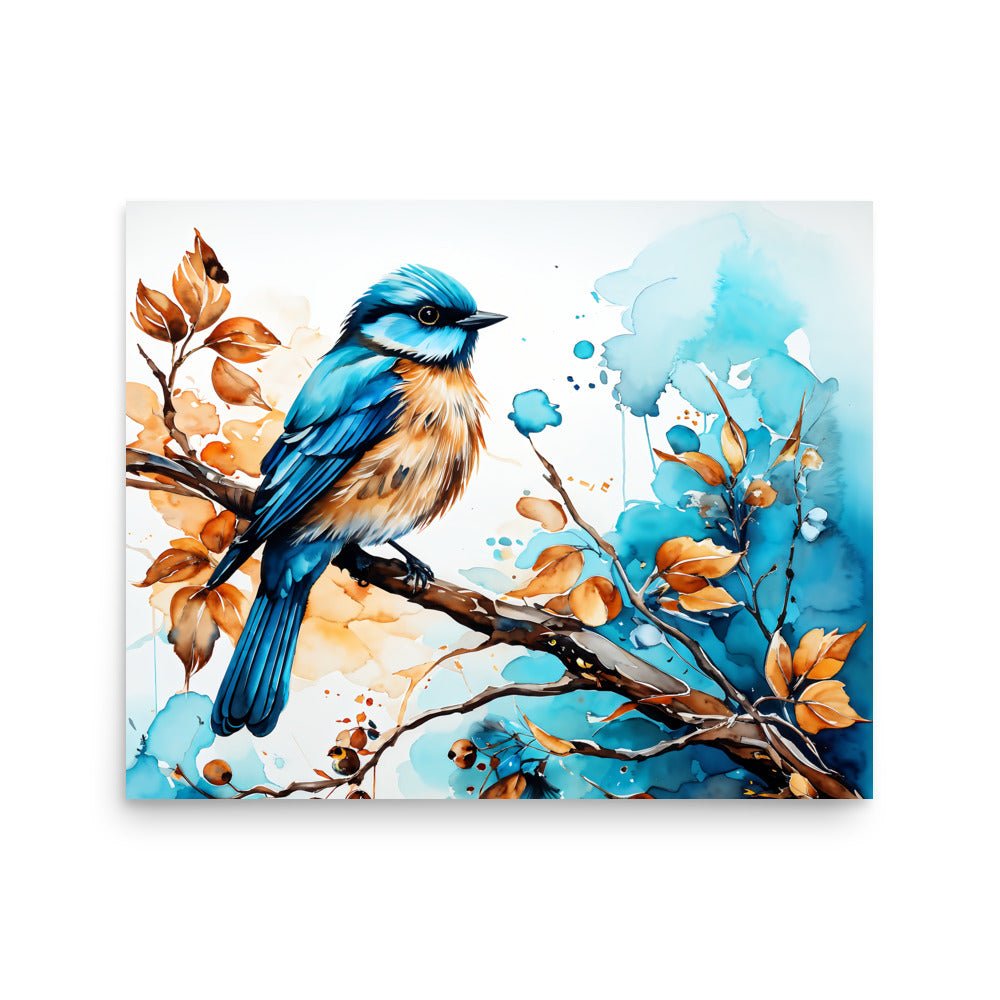 Blue and Tan Bird 2 Poster - Posters - Discovery Co.