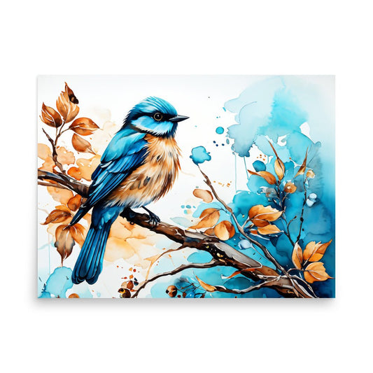 Blue and Tan Bird 2 Poster - Posters - Discovery Co.