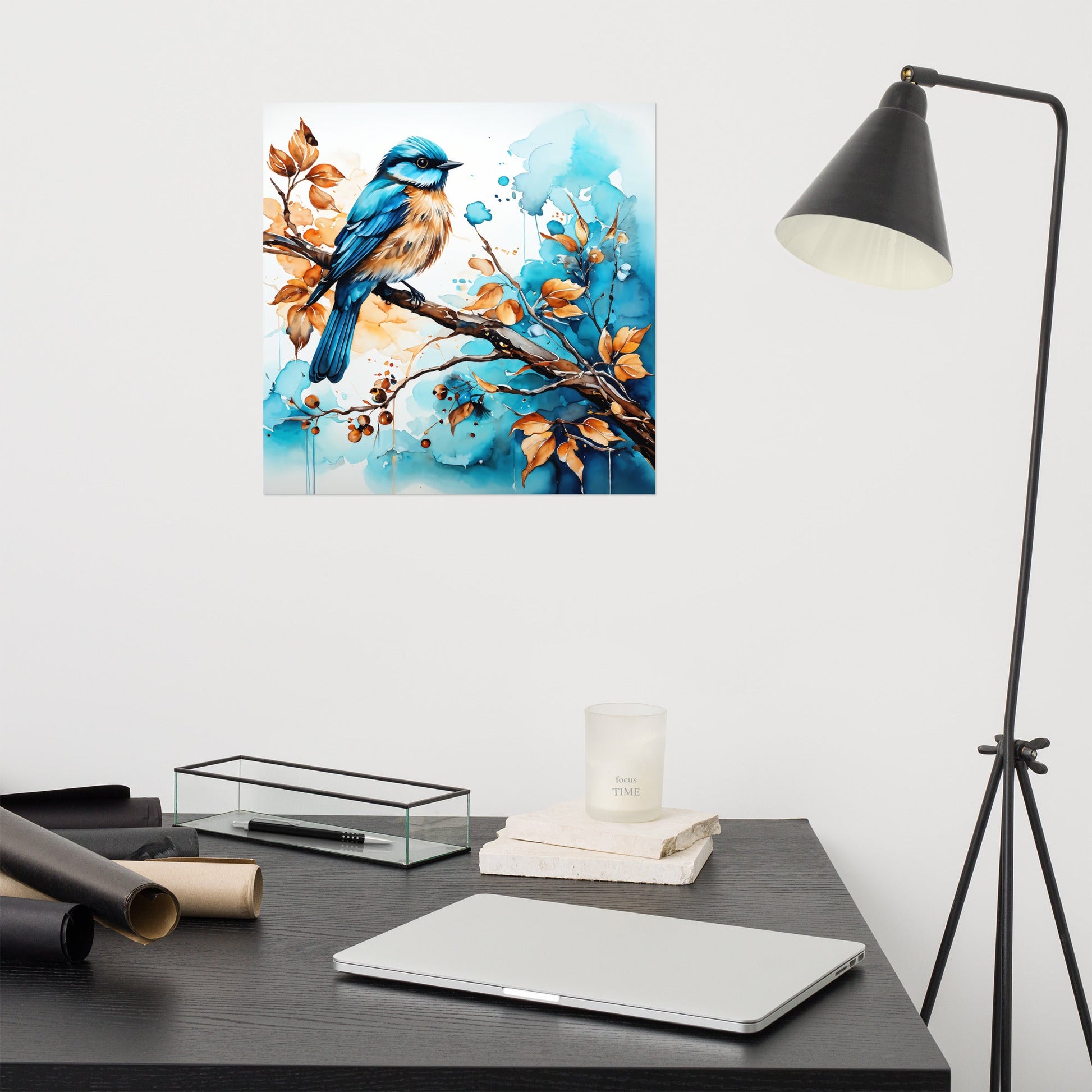 Blue and Tan Bird 2 Poster - Posters - Discovery Co.