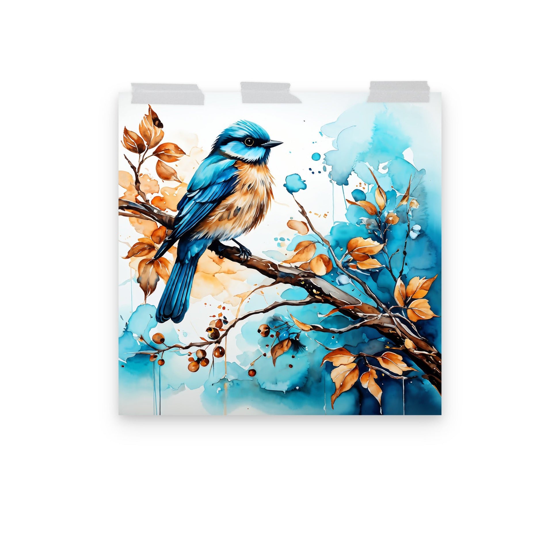 Blue and Tan Bird 2 Poster - Posters - Discovery Co.