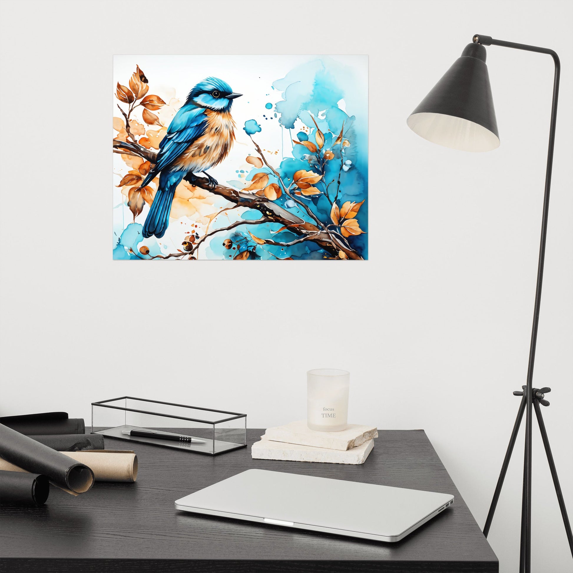 Blue and Tan Bird 2 Poster - Posters - Discovery Co.