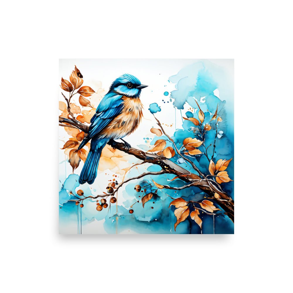Blue and Tan Bird 2 Poster - Posters - Discovery Co.