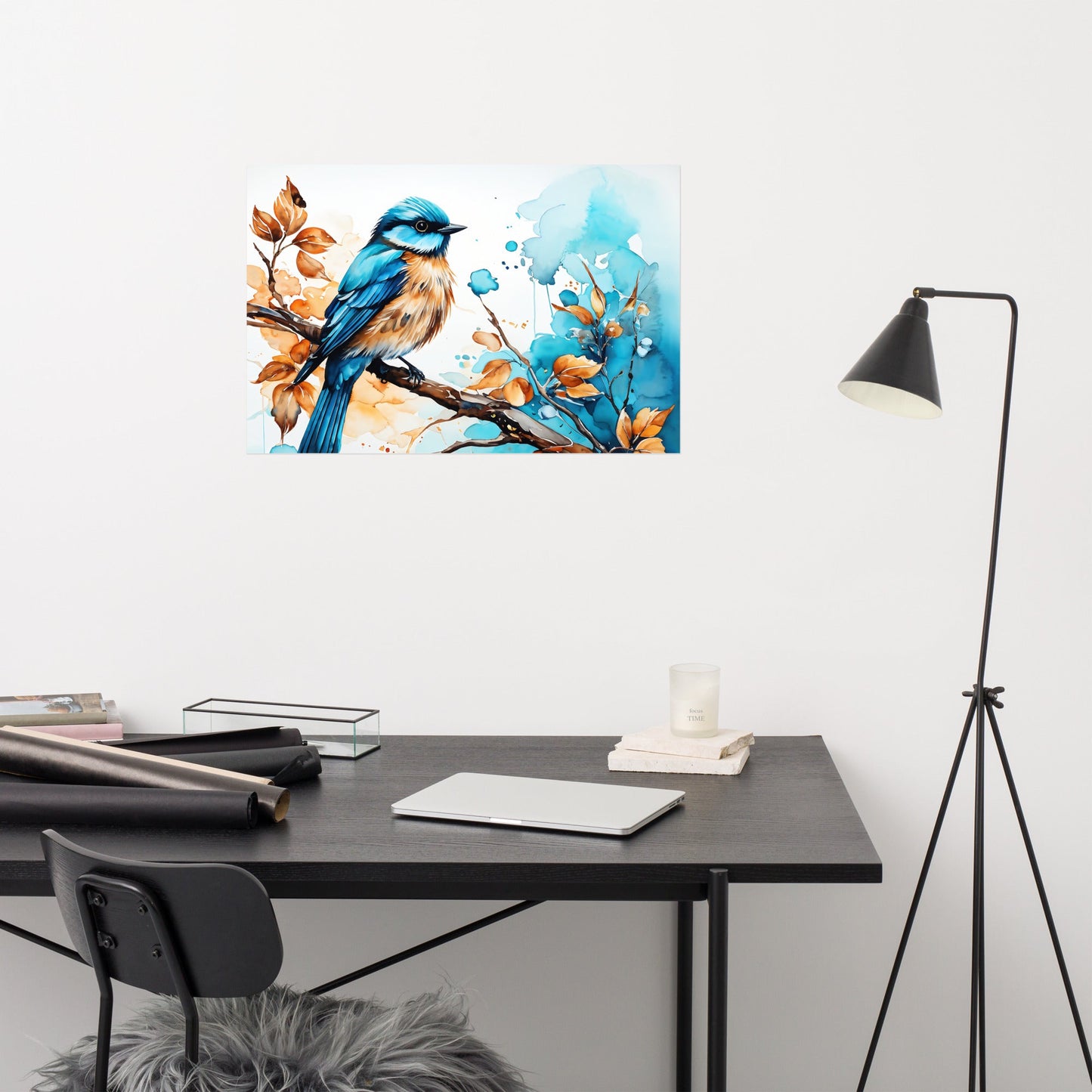 Blue and Tan Bird 2 Poster - Posters - Discovery Co.